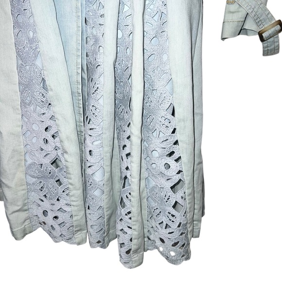 Soft Surroundings Chambray Denim Lior Trench Coat Blue sz small - Picture 4 of 8